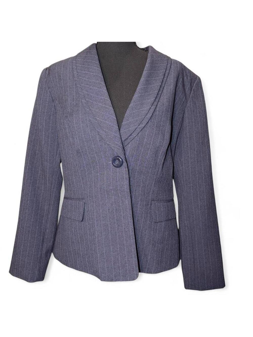 Isabella Suit Navy Blue Pinstripe Blazer Jacket Corporate Office Siren – Size 10